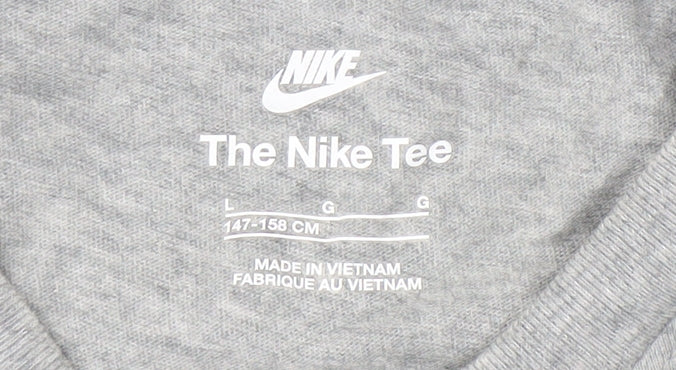 Nike Men's Grey Crew Neck T-Shirt L, Cotton, Logo