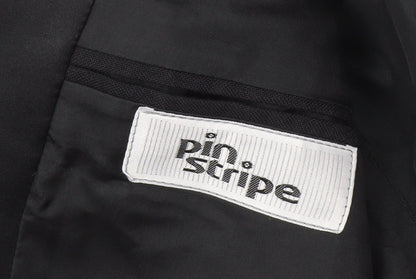 Pin Stripe Men's Black Blazer, 36 Short, Slim Fit