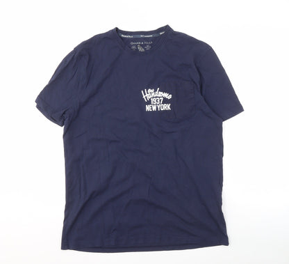 Grand & Hills Men's Blue XL T-Shirt, City Logo, Short Sleeve