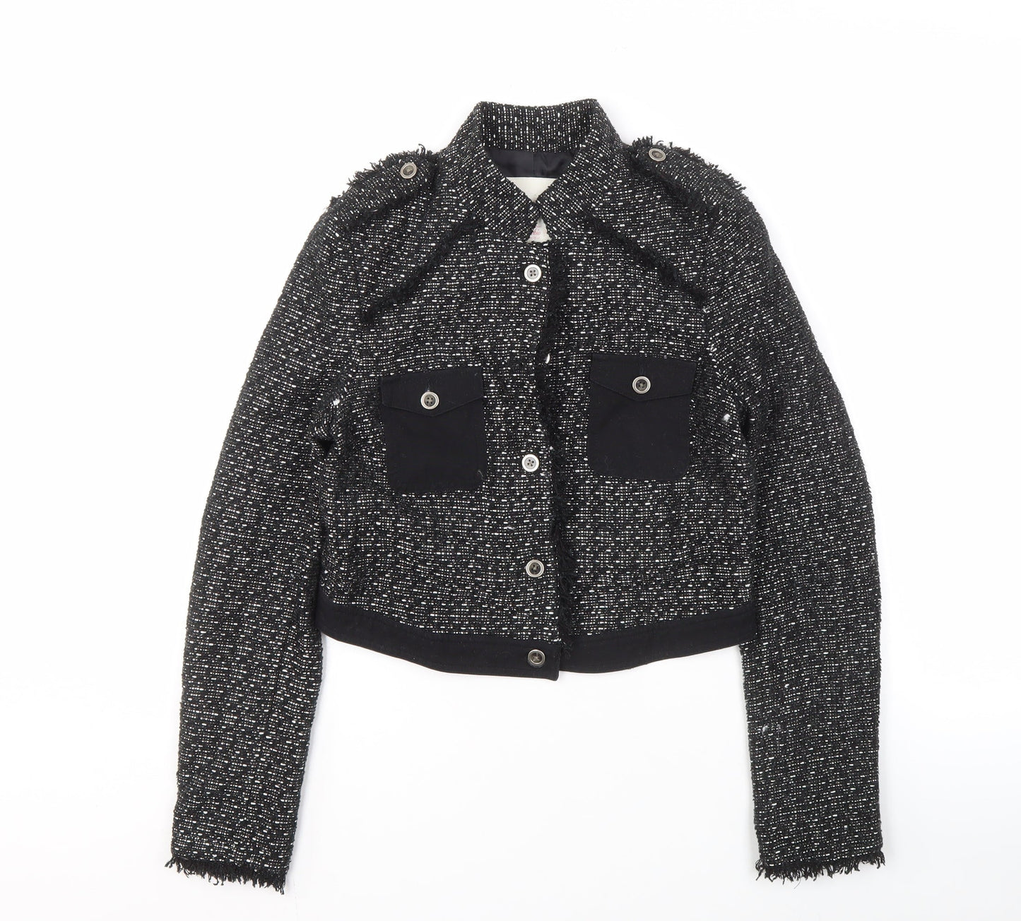 Asobio Women's Black Tweed Military Jacket, Size S