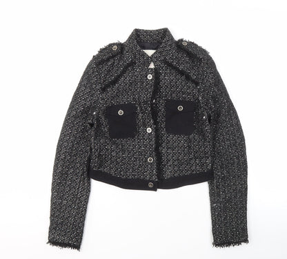 Asobio Women's Black Tweed Military Jacket, Size S