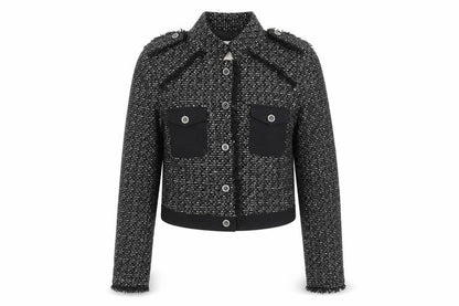 Asobio Women's Black Tweed Military Jacket, Size S
