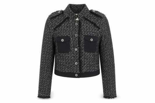Asobio Women's Black Tweed Military Jacket, Size S