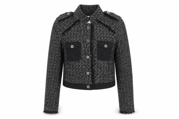 Asobio Women's Black Tweed Military Jacket, Size S