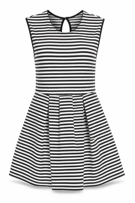 Front view of By Henry Holland Women's Striped A-Line Dress 14