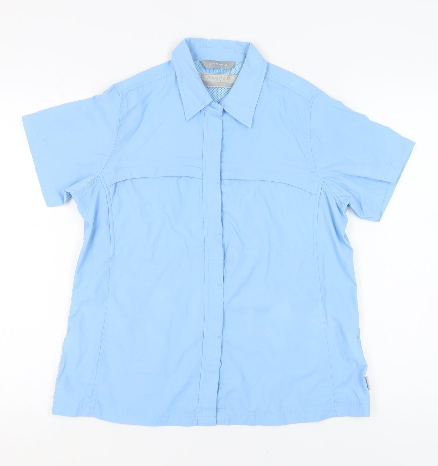 Womens UK Size 12 Regatta Blue Basic Button-Up