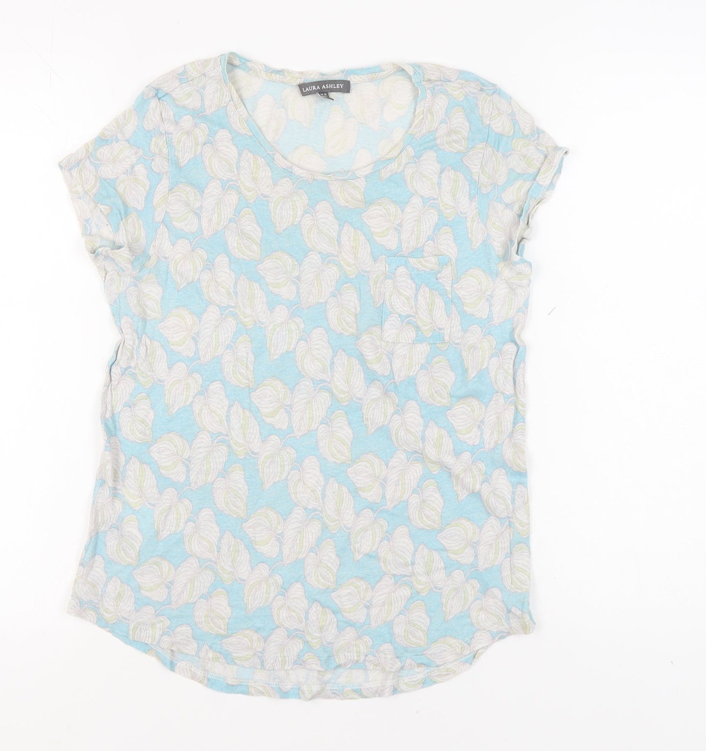 Womens UK Size 10 Laura Ashley Blue Basic T-Shirt