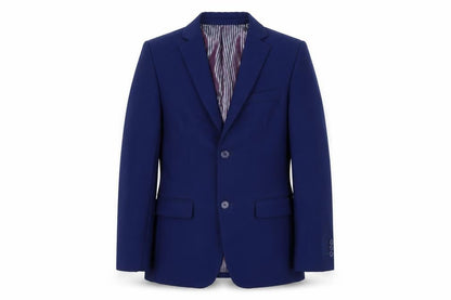 Front view of Paisley boys’ blue slim fit suit jacket uk 14