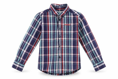 Firetrap Boys Blue Plaid Button-Up Shirt, 4-5 Years, Cotton
