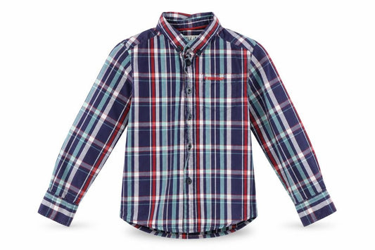 Firetrap Boys Blue Plaid Button-Up Shirt, 4-5 Years, Cotton