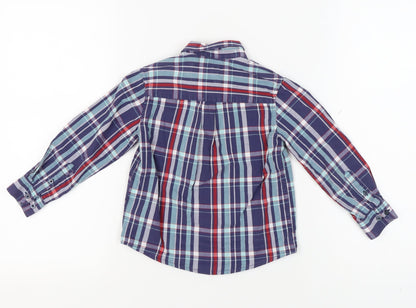 Firetrap Boys Blue Plaid Button-Up Shirt, 4-5 Years, Cotton