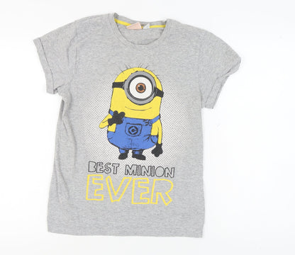 Womens UK Size S Despicable Me Grey Basic T-Shirt