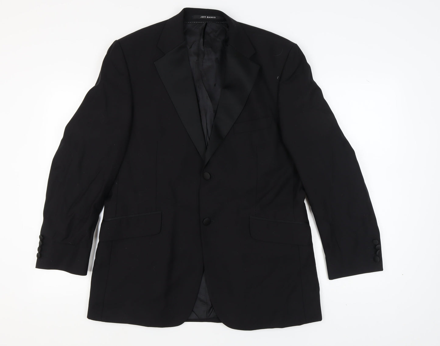 Mens UK Size 42 Jeff Banks Regular Black Suit Tuxedo