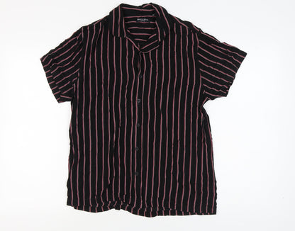 Brave Soul Men's Black Striped Short Sleeve Shirt M