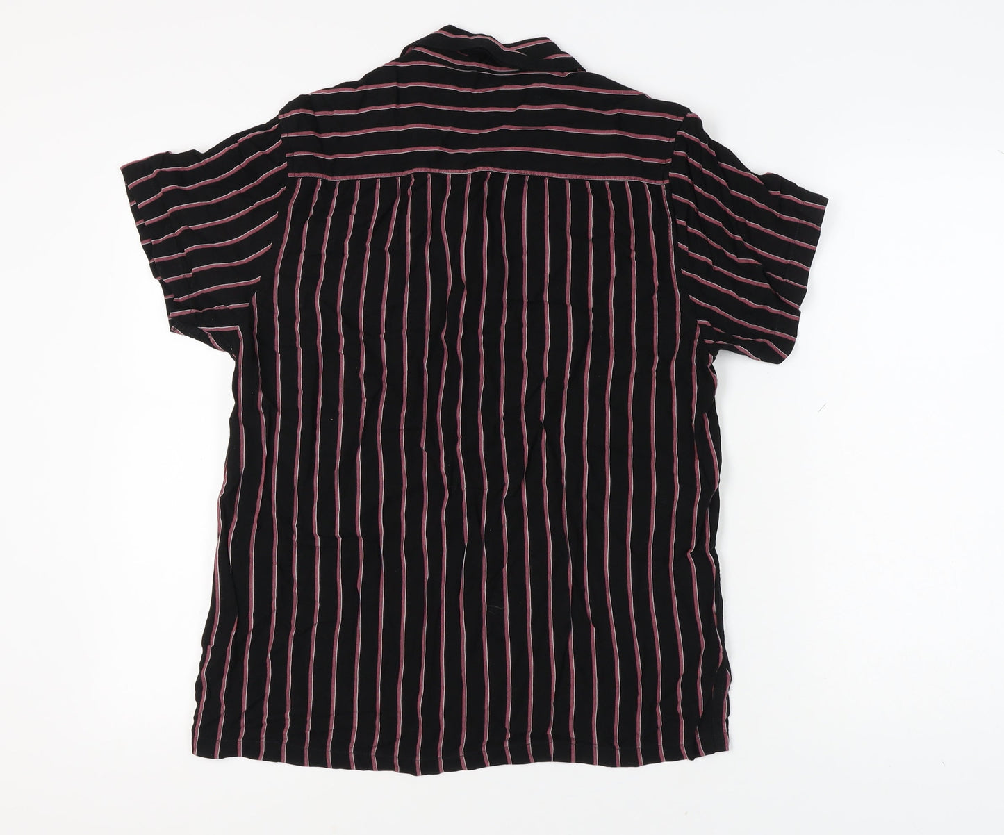 Brave Soul Men's Black Striped Short Sleeve Shirt M