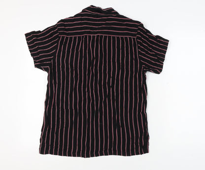 Brave Soul Men's Black Striped Short Sleeve Shirt M