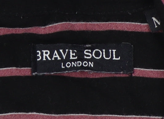 Brave Soul Men's Black Striped Short Sleeve Shirt M