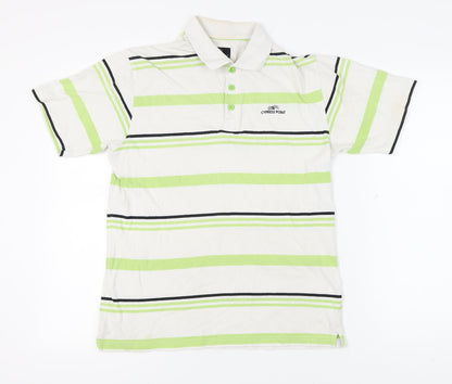 Cypress Point Men's White Striped Polo Shirt M