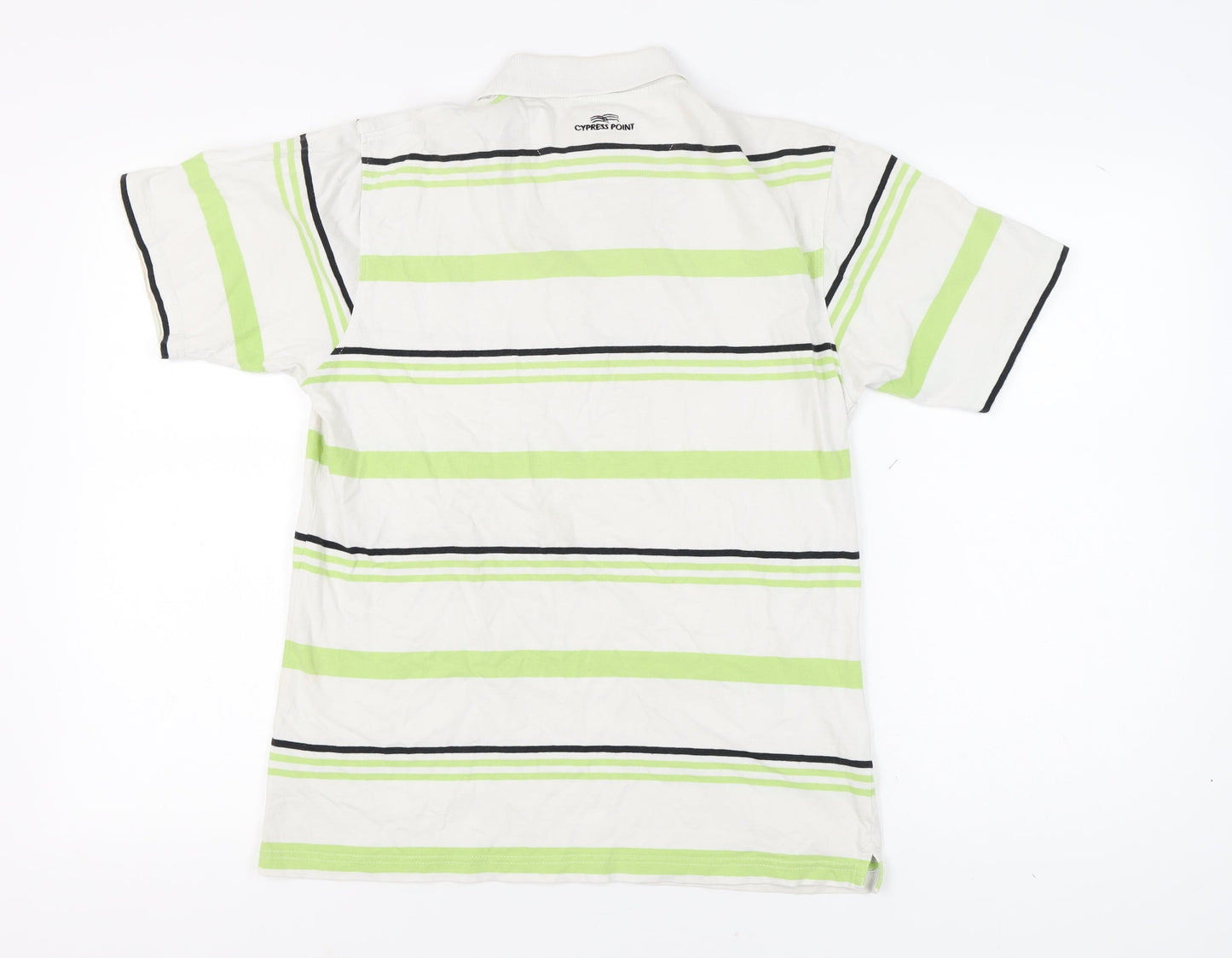 Cypress Point Men's White Striped Polo Shirt M