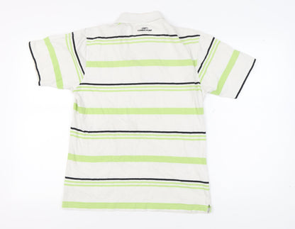 Cypress Point Men's White Striped Polo Shirt M