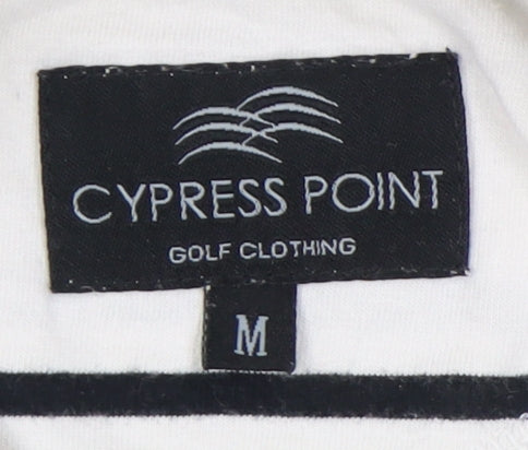Cypress Point Men's White Striped Polo Shirt M