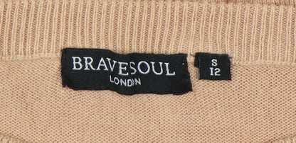Womens UK Size 12 Brave Soul Beige Pullover Jumper