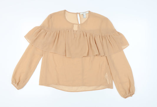 Womens UK Size M FOREVER 21 Beige Basic Blouse