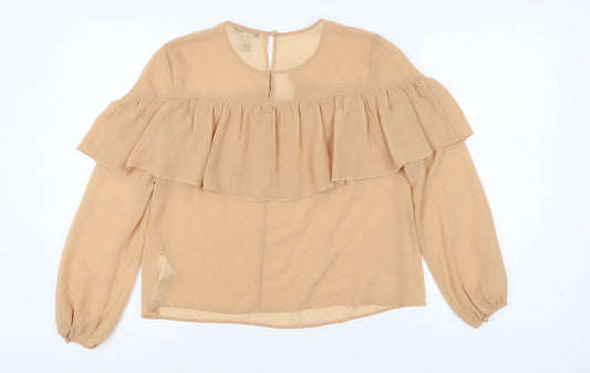 Womens UK Size M FOREVER 21 Beige Basic Blouse