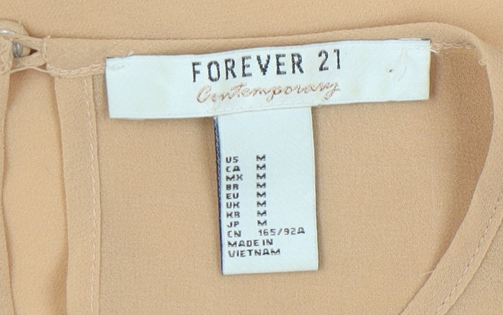 Womens UK Size M FOREVER 21 Beige Basic Blouse