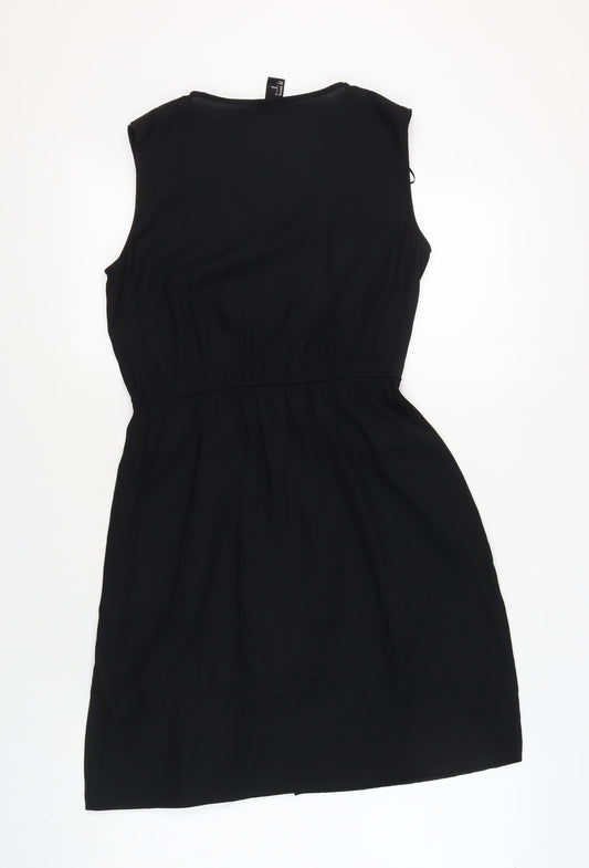 H&M Women's Black Sleeveless V-Neck Dress Size 8