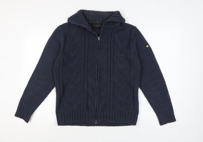 Tom Cat Men's Blue Full Zip Cable-Knit Jumper M