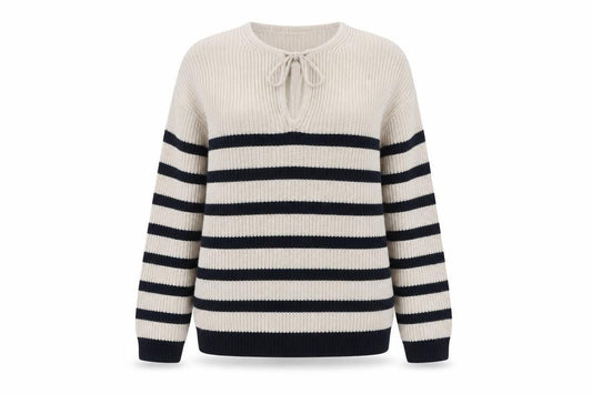 The White Company Women Beige Striped XS Pullover Jumper