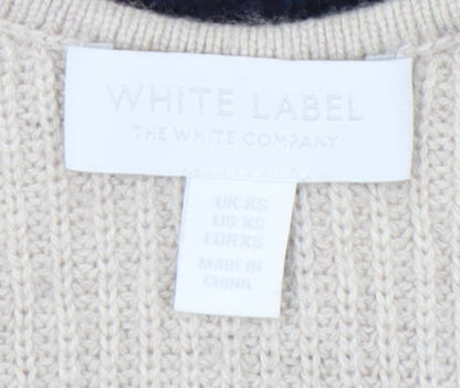 The White Company Women Beige Striped XS Pullover Jumper