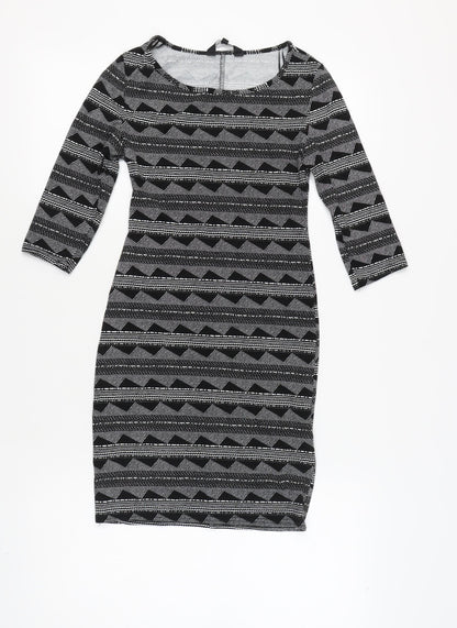 New Look Women’s Black Geometric Pencil Dress Size 10