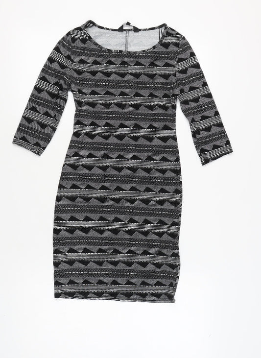 New Look Women’s Black Geometric Pencil Dress Size 10