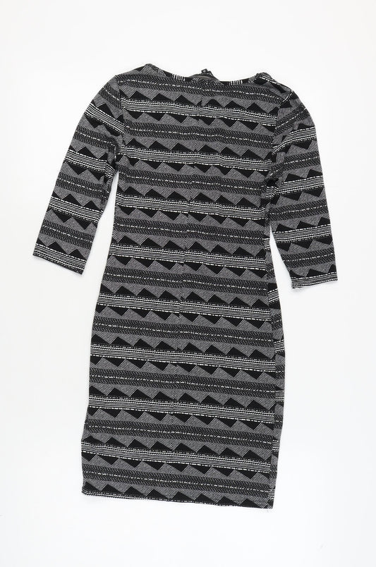 New Look Women’s Black Geometric Pencil Dress Size 10