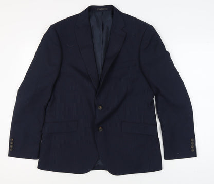 Marks and Spencer Men's Blue Blazer, Size L, Striped