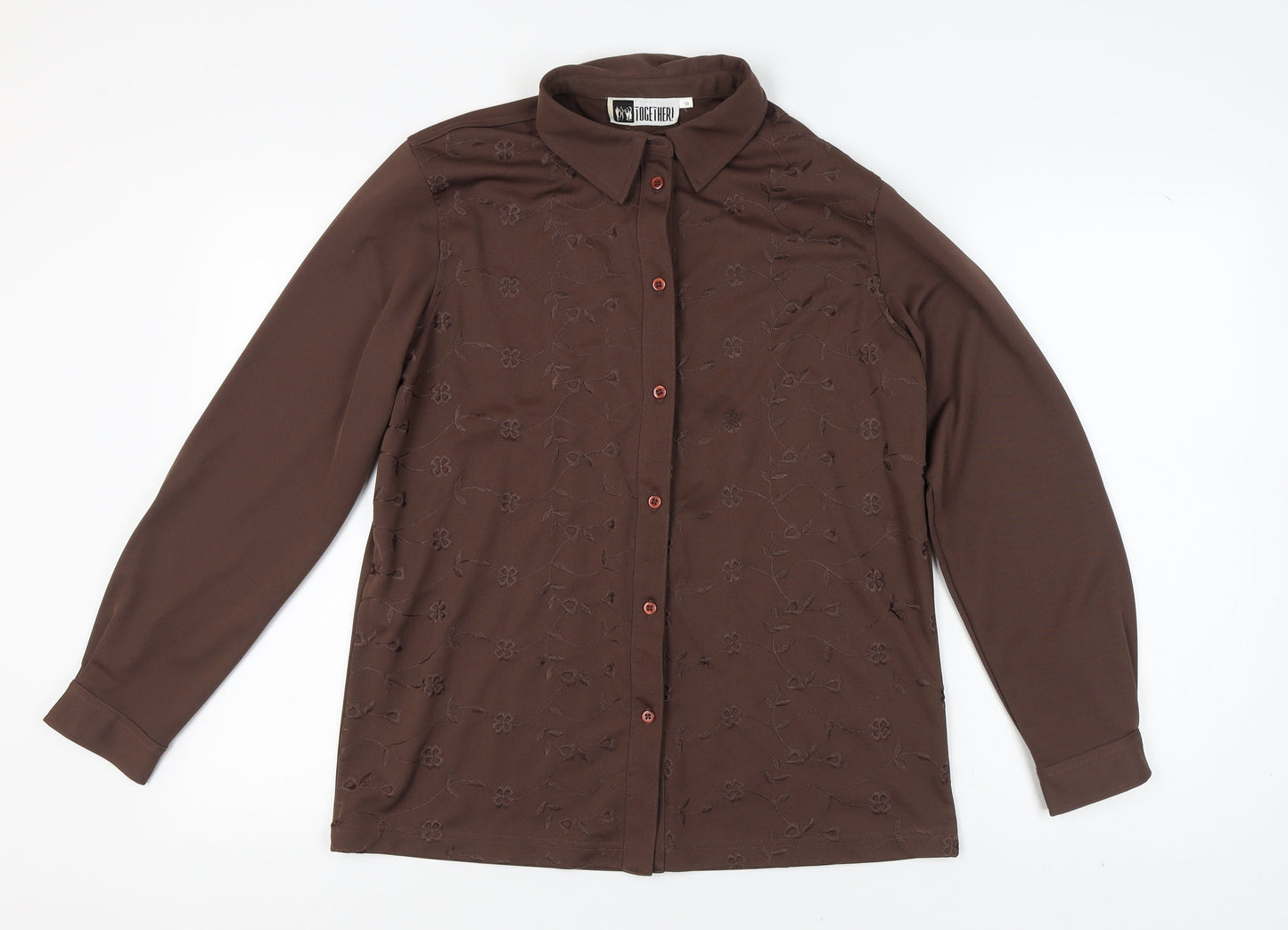 Womens UK Size 16 Together Brown Basic Button-Up