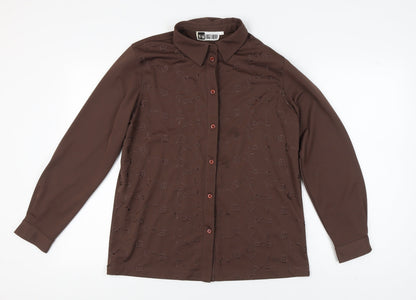 Womens UK Size 16 Together Brown Basic Button-Up