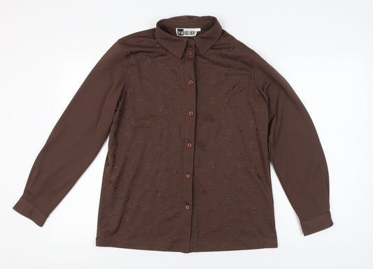 Womens UK Size 16 Together Brown Basic Button-Up