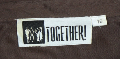 Womens UK Size 16 Together Brown Basic Button-Up