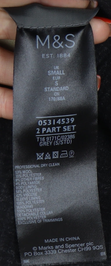Mens UK Size S Marks and Spencer Grey Overcoat