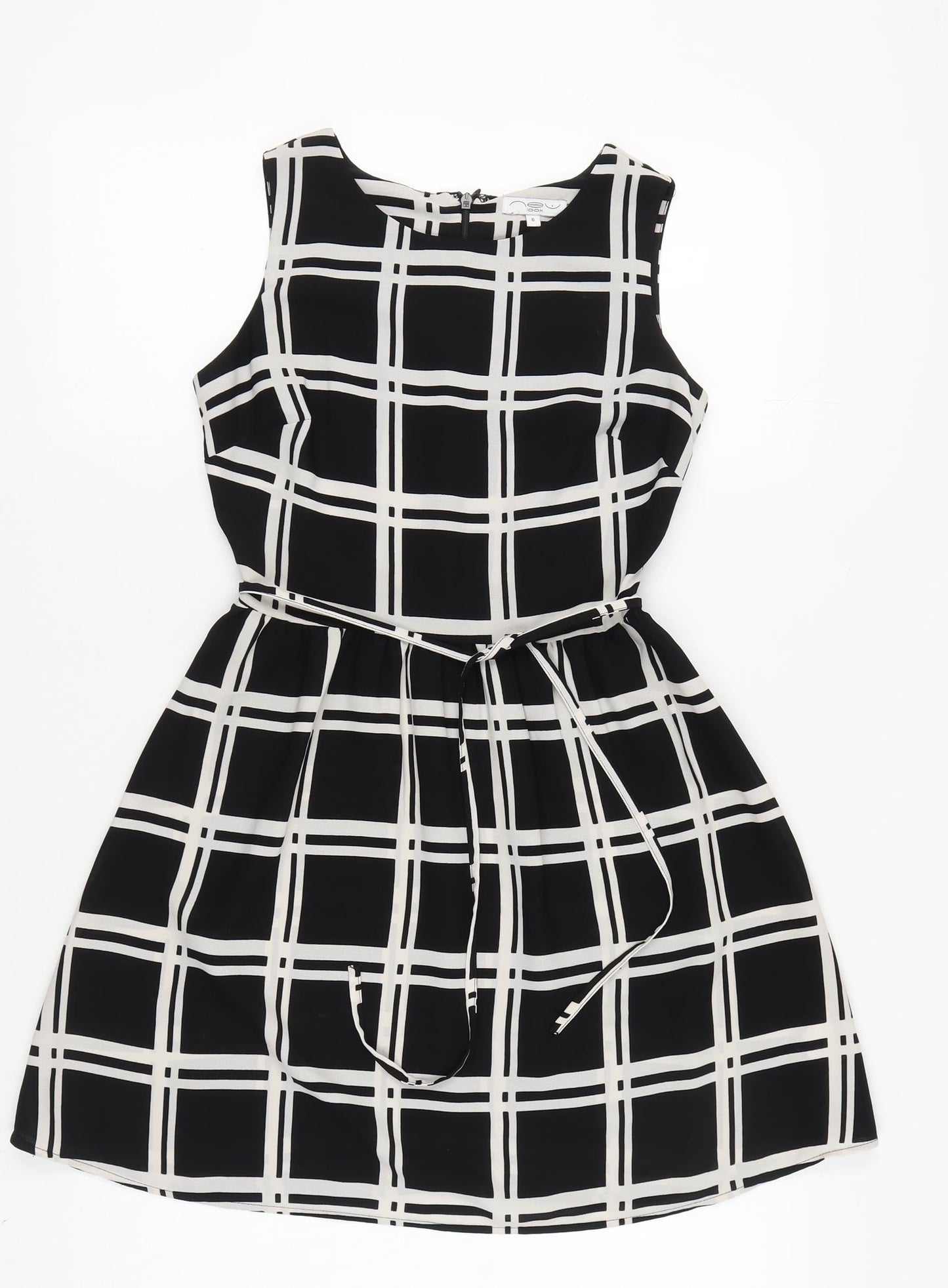 New Look Women's Black Check A-Line Dress Size 6