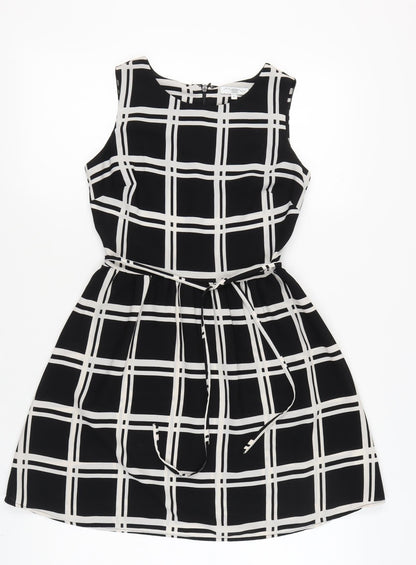 New Look Women's Black Check A-Line Dress Size 6