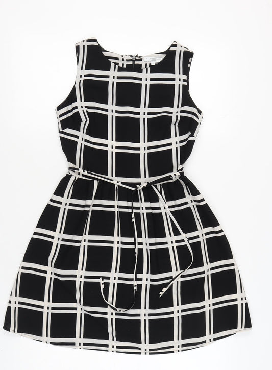 New Look Women's Black Check A-Line Dress Size 6