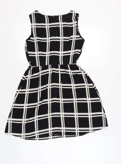 New Look Women's Black Check A-Line Dress Size 6