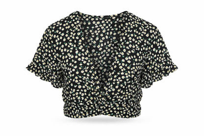 Womens UK Size S Bershka Black Basic Blouse