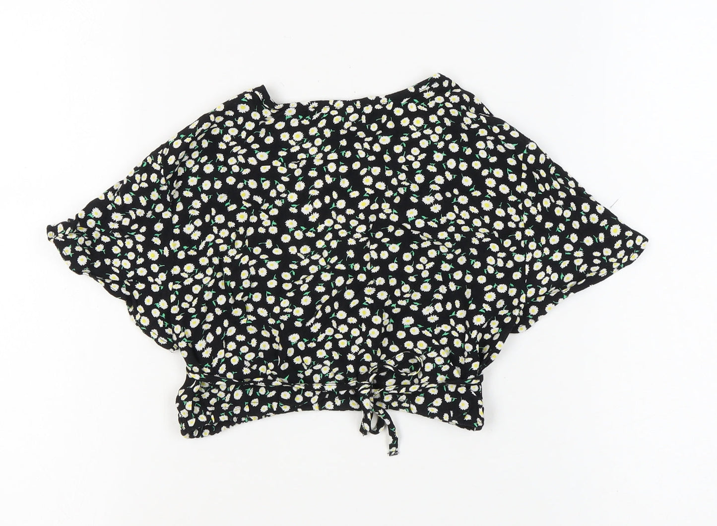 Bershka Women's Black Floral Blouse S