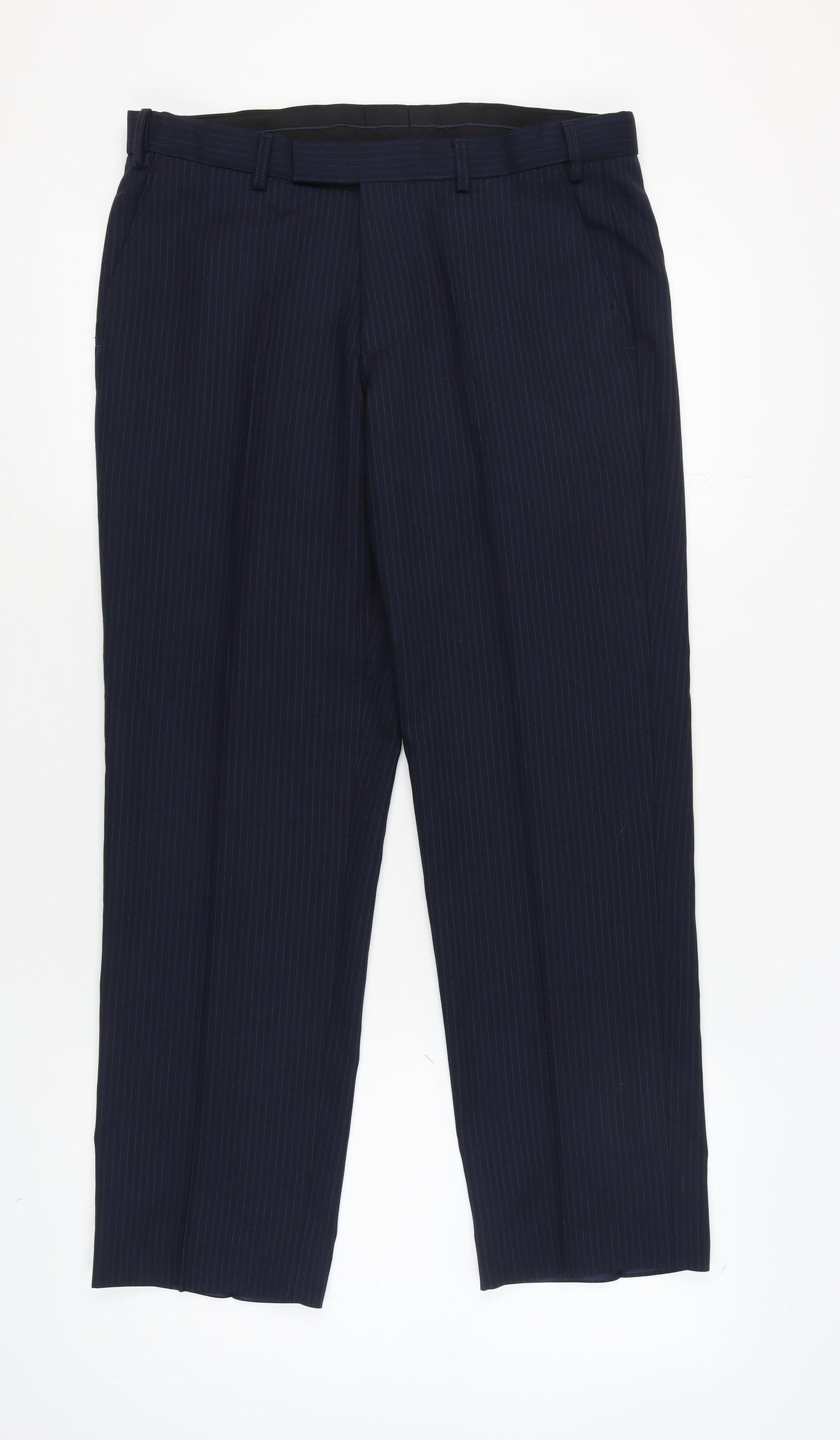 Marks and Spencer Men's Blue Trousers, 34/29, Wool Blend