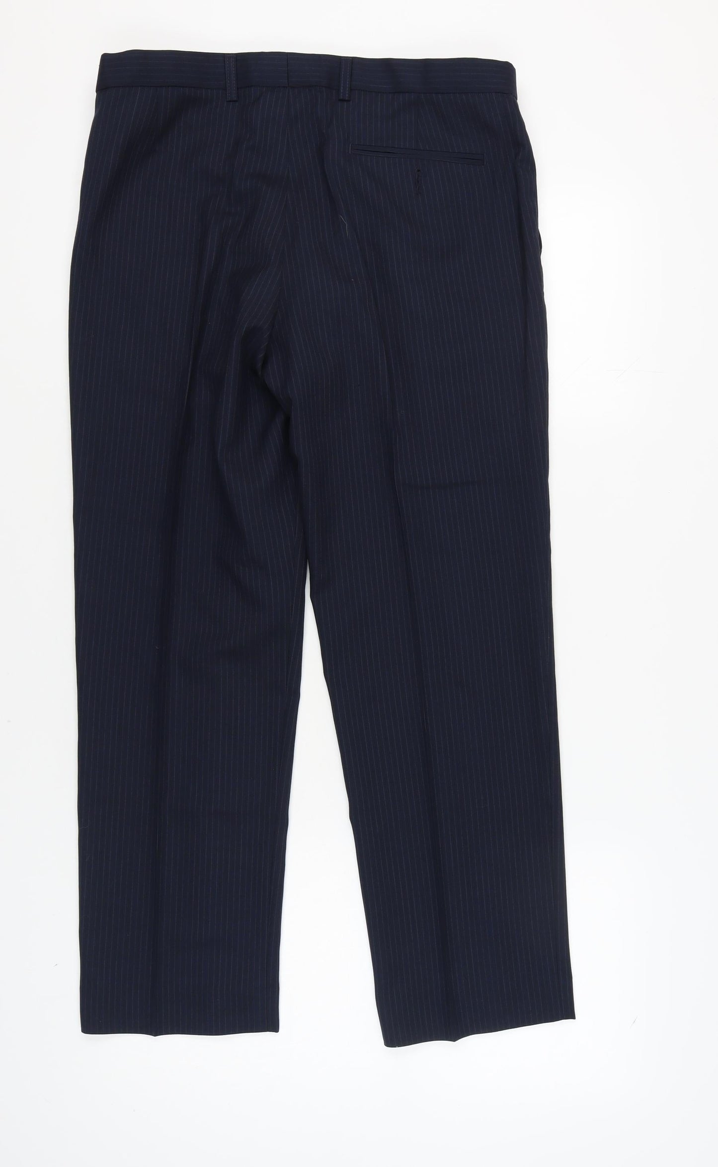 Marks and Spencer Men's Blue Trousers, 34/29, Wool Blend